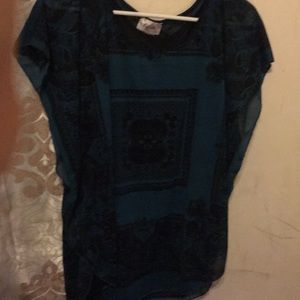Teal n black blouse